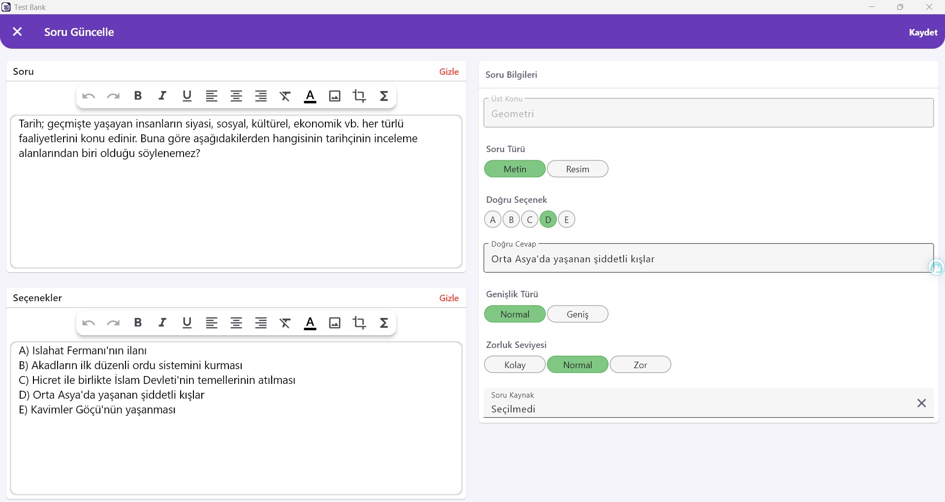 Test Bank Question & Test Creation App